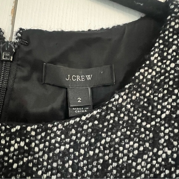 J Crew Black White Tweed Lace Cap Sleeve Contrast Sheath Dress Wool Blend Size 2 - Picture 5 of 10